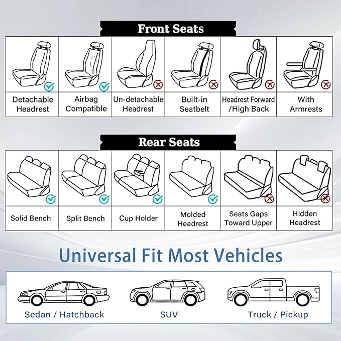 WELLDO Car Seat Covers Front Seats, Leather Seat Covers