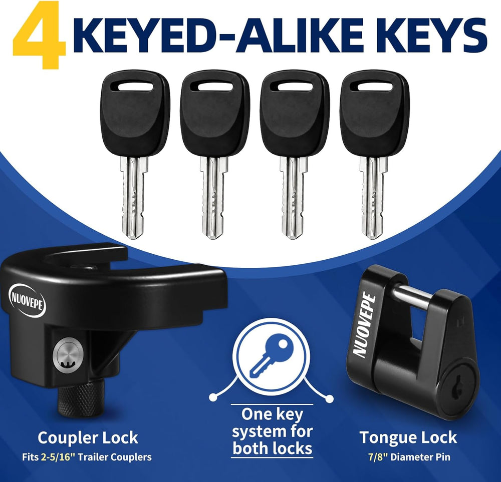 2 5/16Inch-Trailer-Hitch-Locks-Kit, Heavy Duty Anti Theft Trailer Tongue Lock...