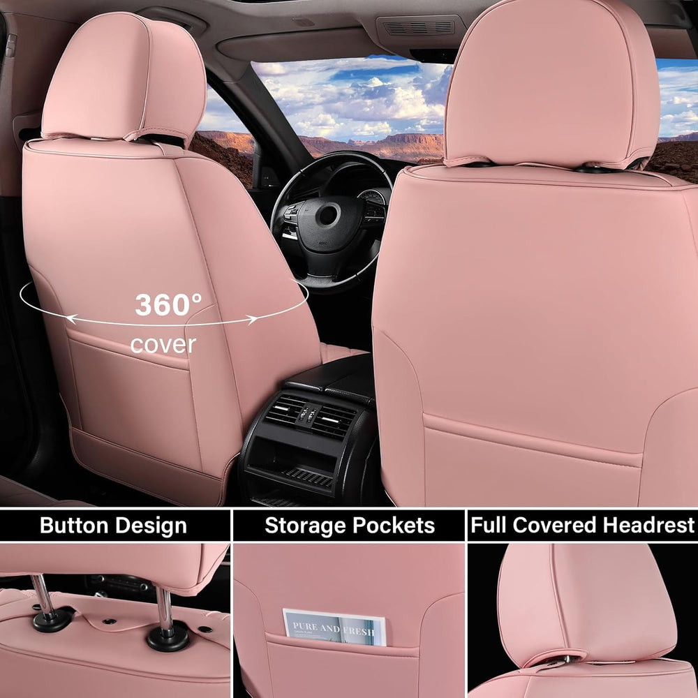 Coverado Car Seat Covers Full Set, Nappa Leather Seat Covers for Cars, Waterp...