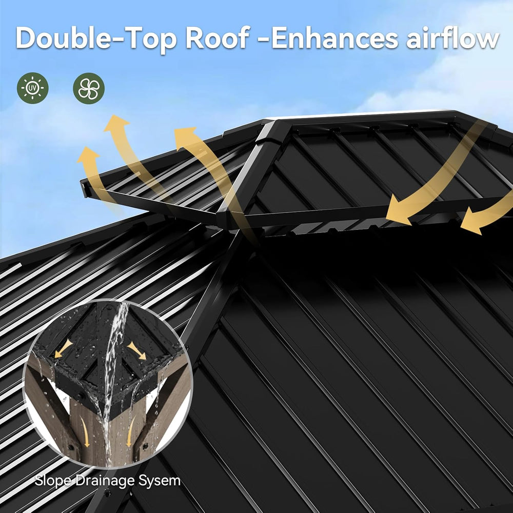 Aoxun 12x20 FT Heavy Duty Cedar Wood Carport, Double Galvanized Steel Roof