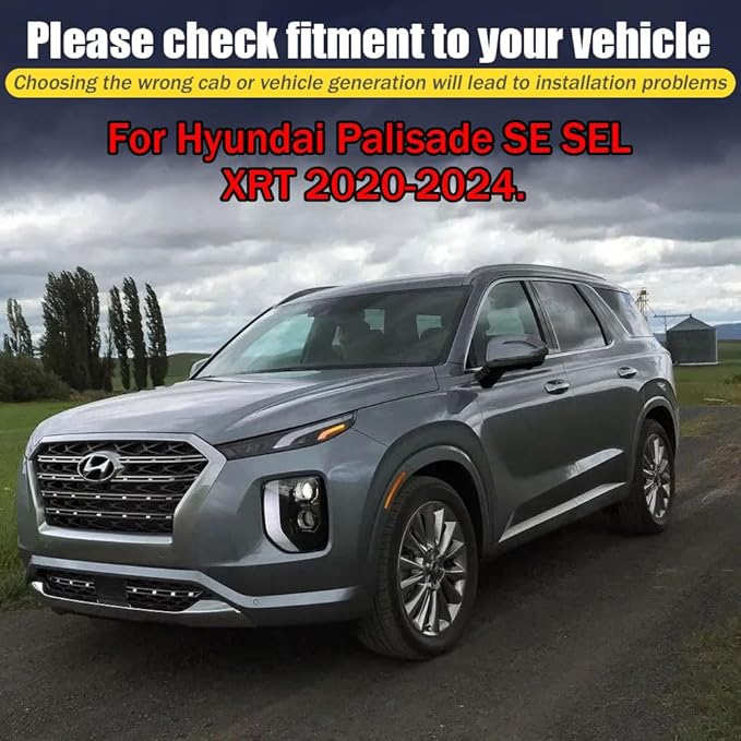 Rain Guards for Hyundai Palisade SE SEL XRT 2020-2024, Tape-on Side Window