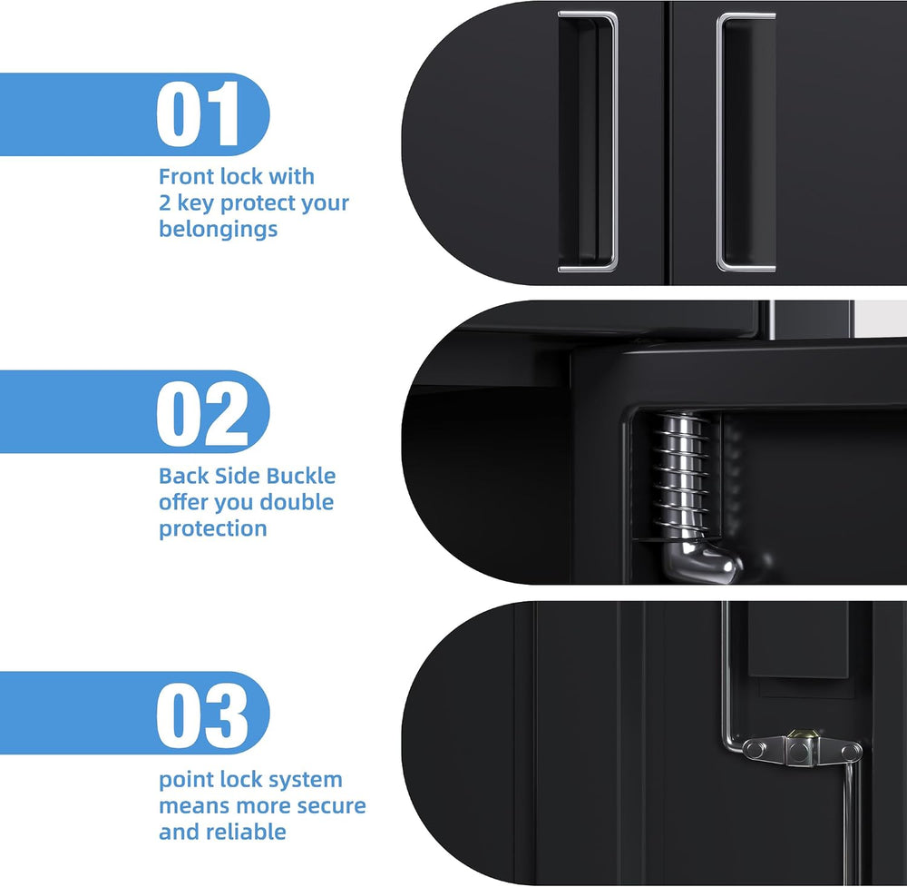 24"W Slim Metal Garage Storage Cabinet, Black