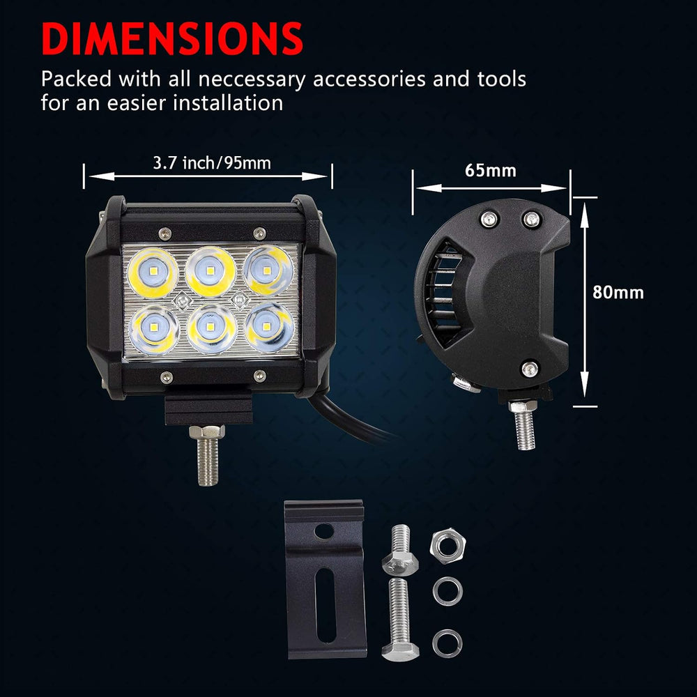Willpower 10 Pieces 18W 4 inch LED Work Light Bar Spot Driving Fog Lamps for ...