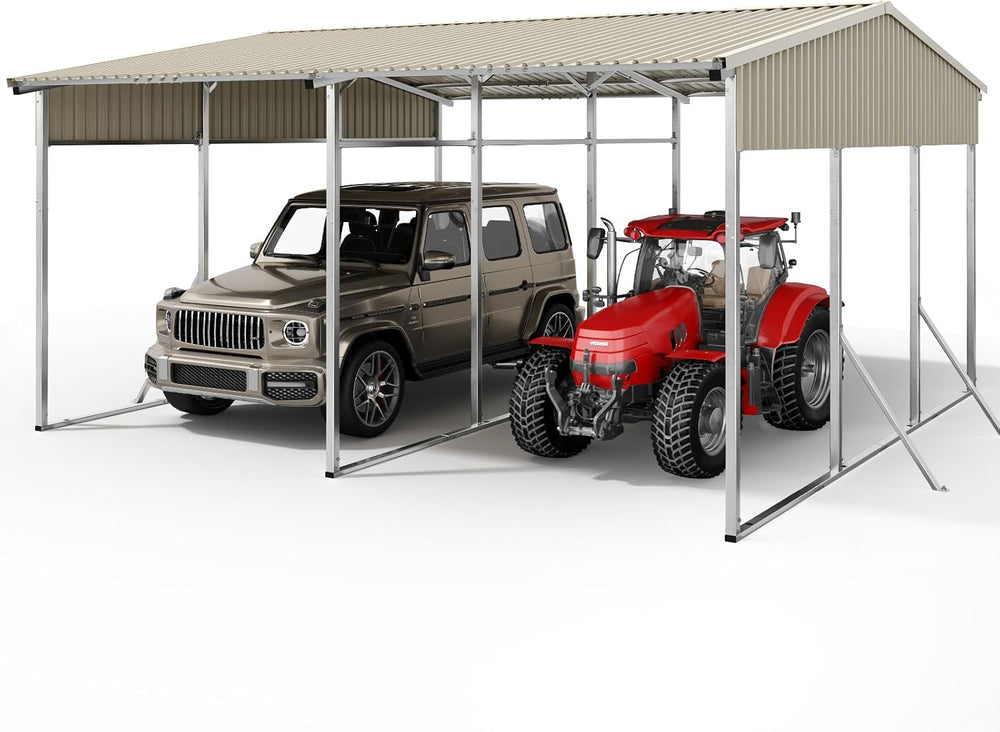 Quictent Heavy Duty 20x20FT Metal Carport with Front & Rear Sloped Roof