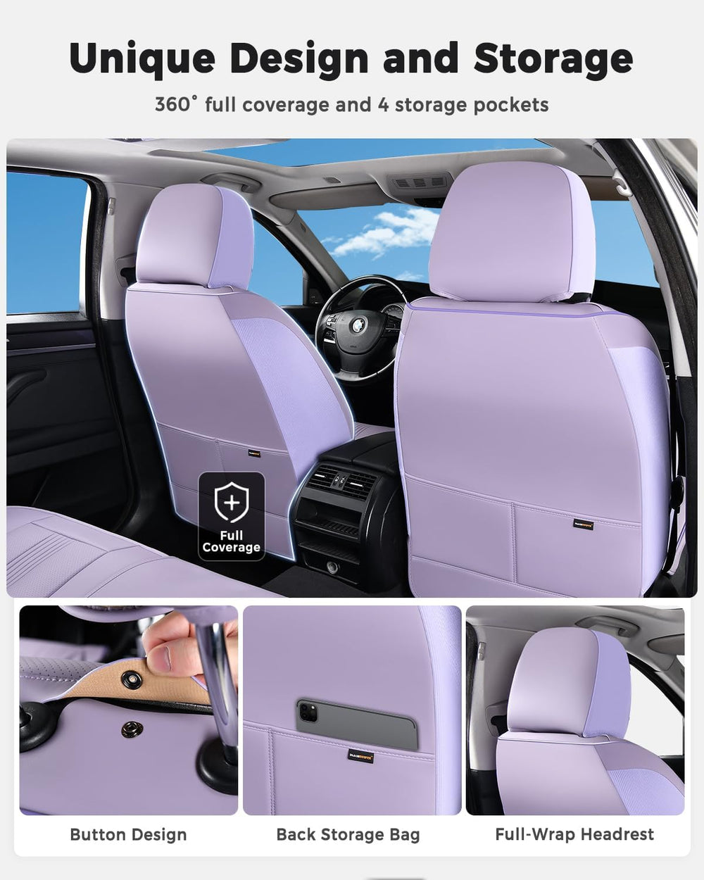 Huidasource Seat Covers Full Set, Universal Fit for Most Cars SUVs Trucks