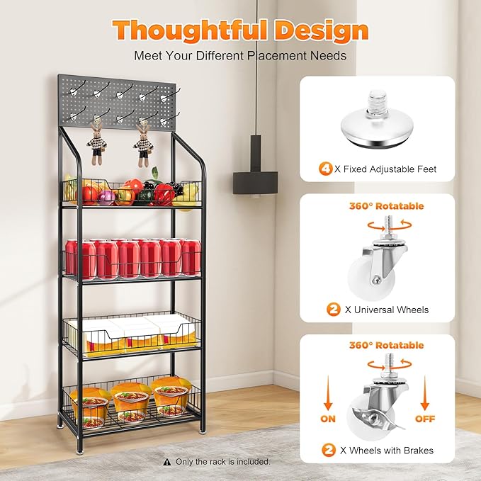 Retail Display Rack 4-Tier Market Merchandise Display Shelf