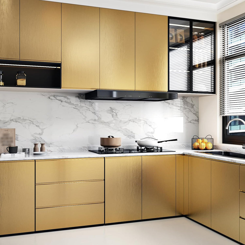 Gold Stainless Steel Contact Paper for Appliances Textured Gold Refrigerator ...