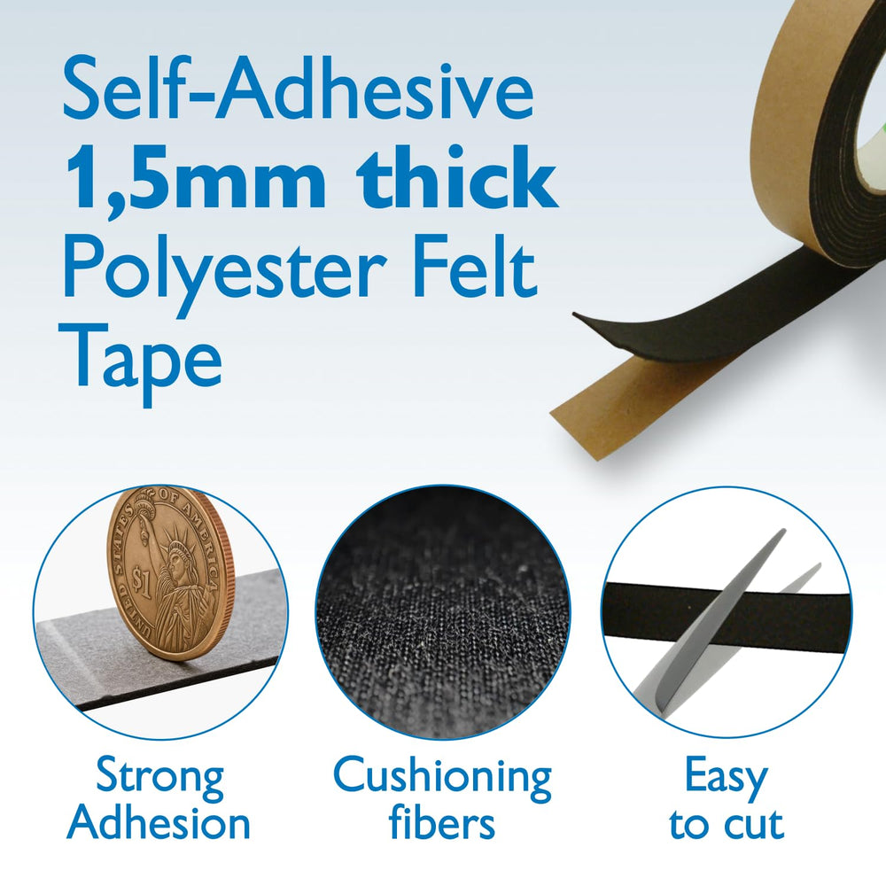 FindTape Polyester 1.5mm Felt Tape โ 1 in. x 50 ft. Felt Strips with Adhesive...