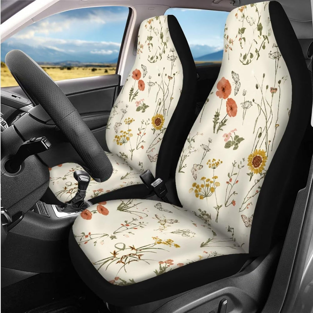 14 PCS Boho Car Seat Covers Full Set with Steering Wheel Cover,Seat Belt Cove...