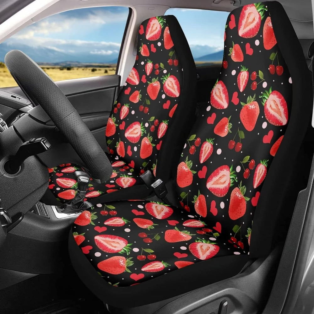 JoyLamoria Red Strawberry Car Seat Covers Lightweight Automotive Seat Cushion...