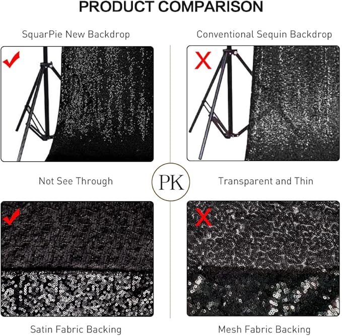 SquarePie Sequin BackdropLess See Through Thick Background Glitter Curtain fo...