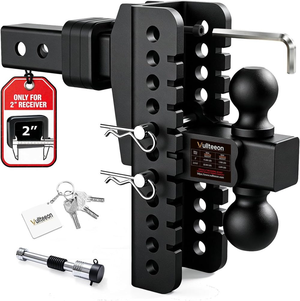 Adjustable Trailer Hitch Fit 2 Inch Receiver, 8in Rise/Drop hitch