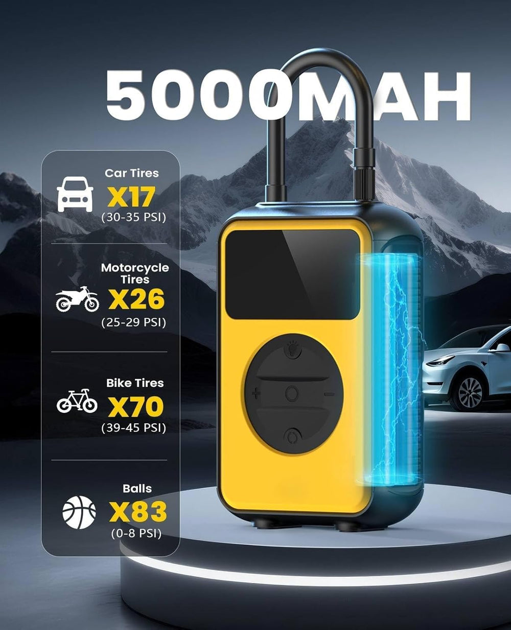 Tire Inflator Portable Air Compressor Cordless with Pressure Gauge and Auto S...