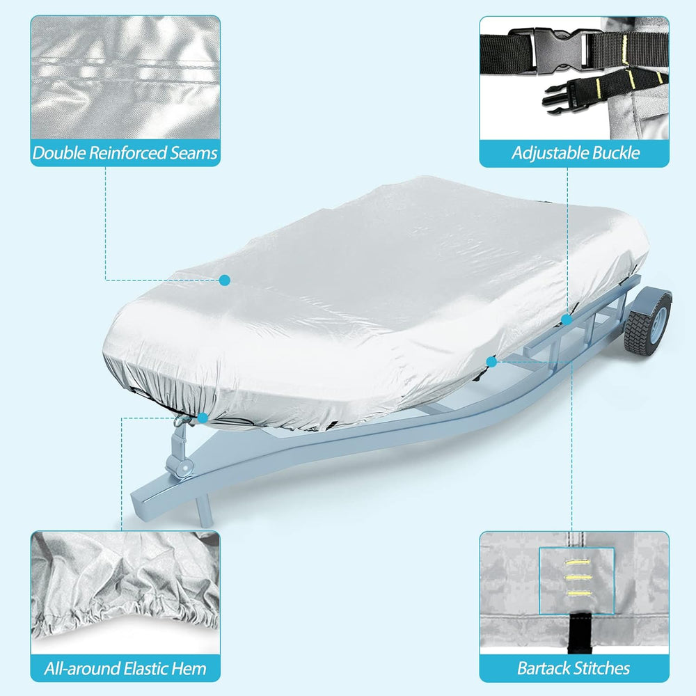 600D Marine Grade Fade and Tear Resistant Dinghy Cover, Silver 10.5'-11.5...