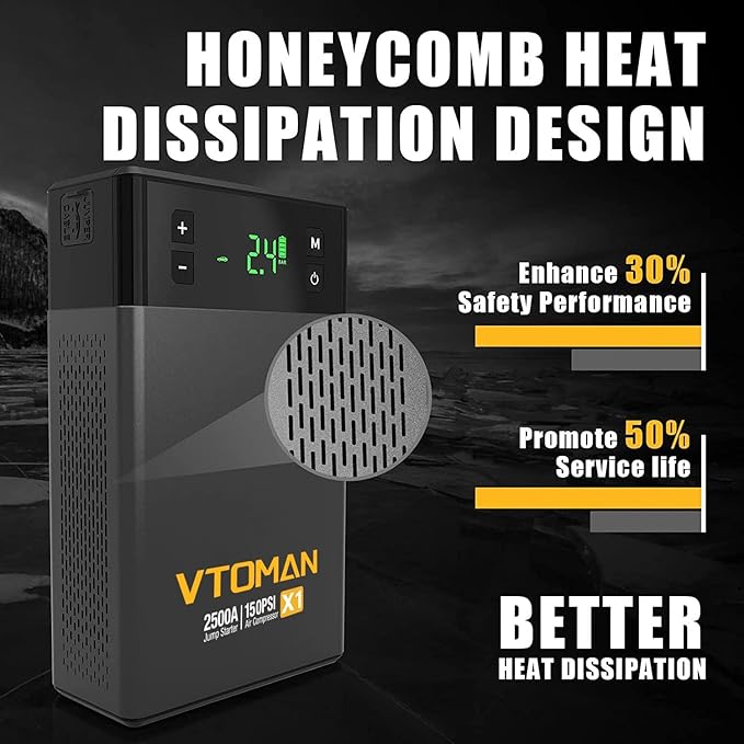 VTOMAN X1 Jump Starter with Air Compressor, Car Battery Jumper Starter with