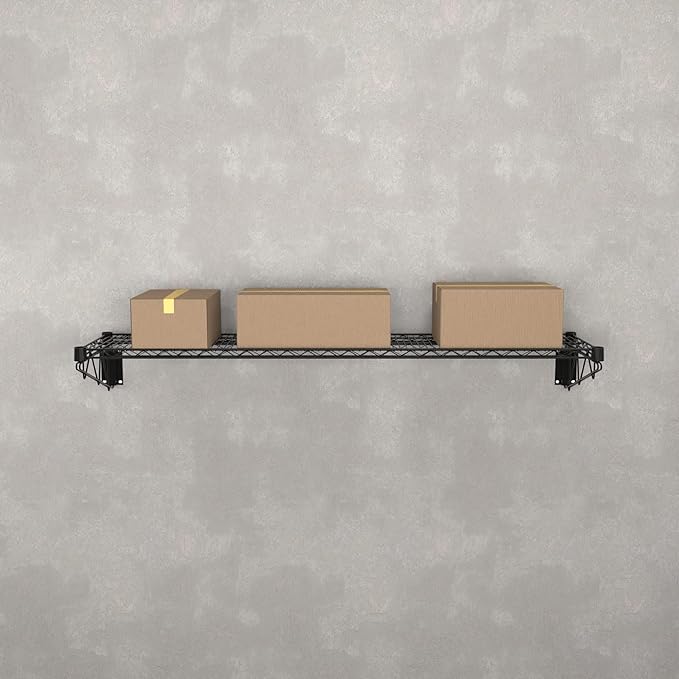 14" x 60" Black Epoxy Wire Wall Mount Shelf