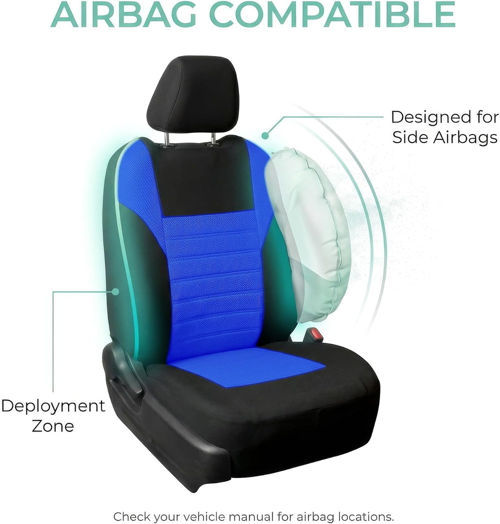 FH Group Automotive Car Seat Covers Full Set Premium 3D Air Mesh Front Seat C...