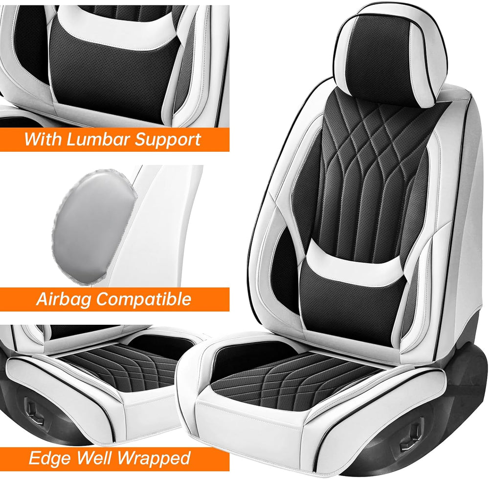 Black White Car Seat Covers Full Set Universal 5-Seater Full Wrap
