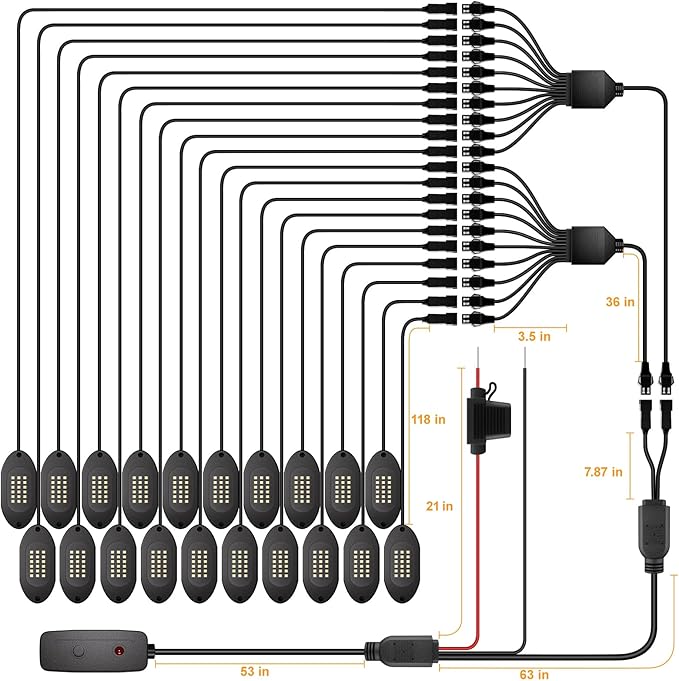 Honalia Pure White Rock Lights for Trucks 20 Pods, 6000K White LED Rock Lights