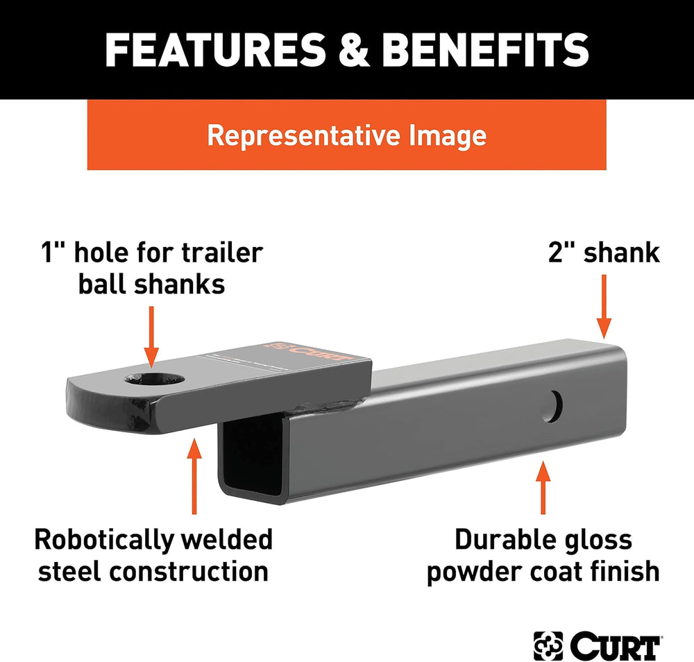 CURT 45010 Class 3 Trailer Hitch Ball Mount, Fits 2-Inch Receiver, 7,500 lbs,...