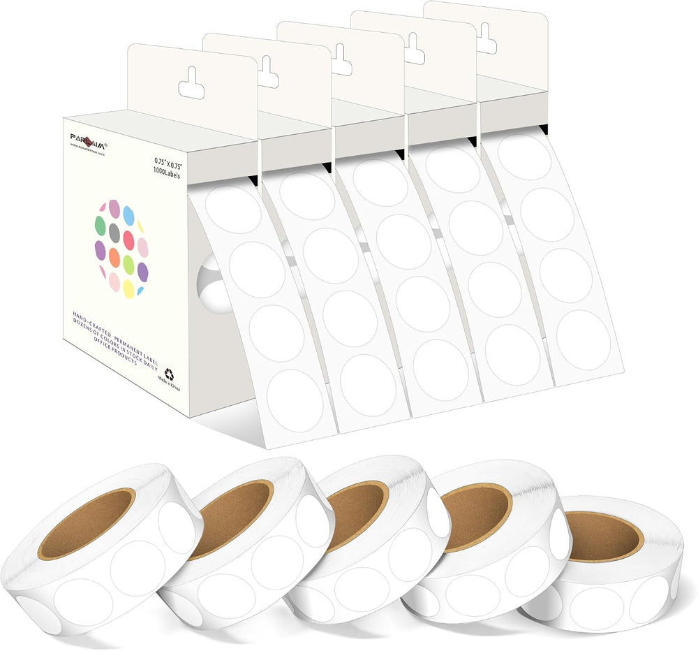 PARLAIM 3/4 Inch Roll Color Coding Labels,10000 per 10 Rolls Round Permanent ...
