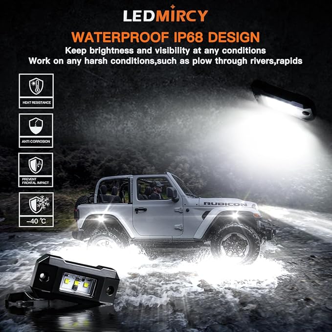 R4 Pure White LED Rock Lights Kit