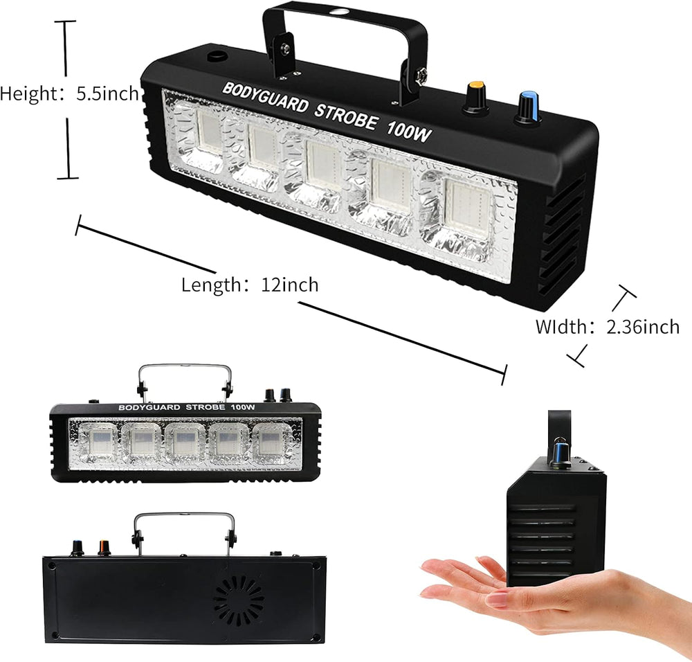 Strobe Stage Lights Sound Activated, 100W RGB LED Strobe Light, Halloween Lig...