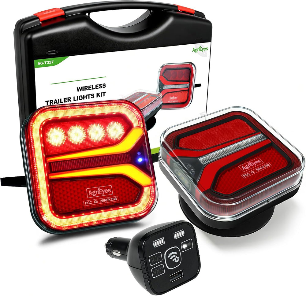 Agrieyes T327C Wireless Trailer Lights w/ Receiver, Magnetic Tow Light Kit