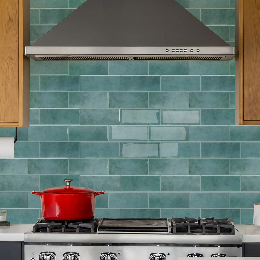 STICKGOO 10-Sheet Subway Peel and Stick Backsplash Tiles Muted Teal