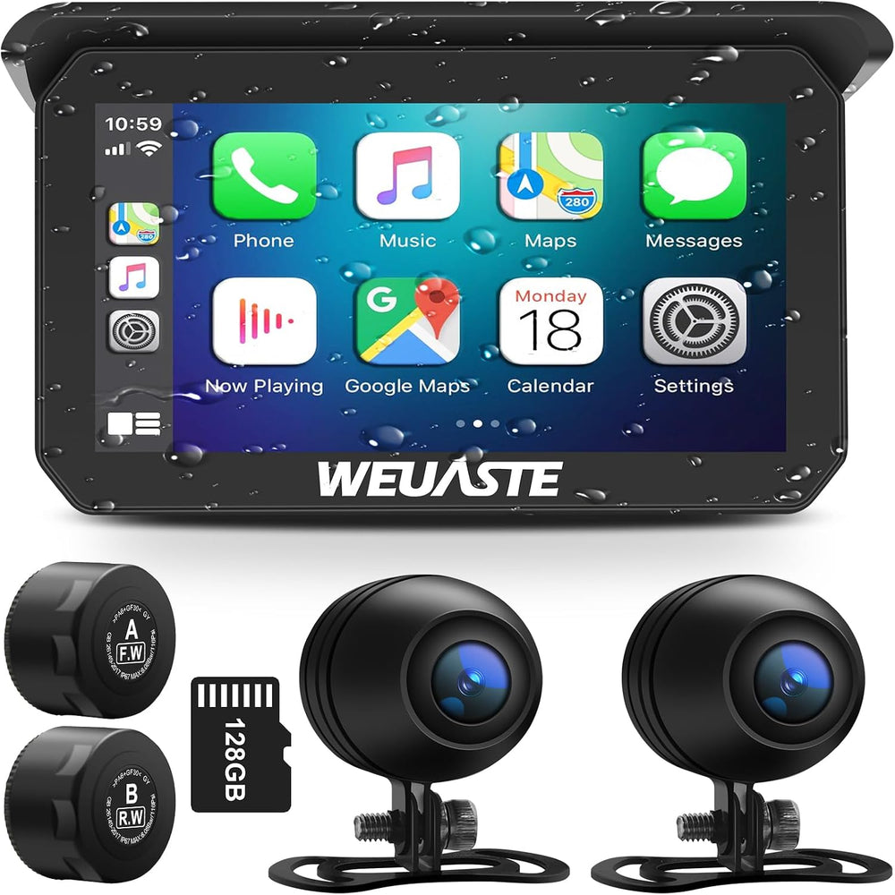 Portable 5" Wireless Motorcycle Carplay (Include 128 GB TF) with 1080P D...