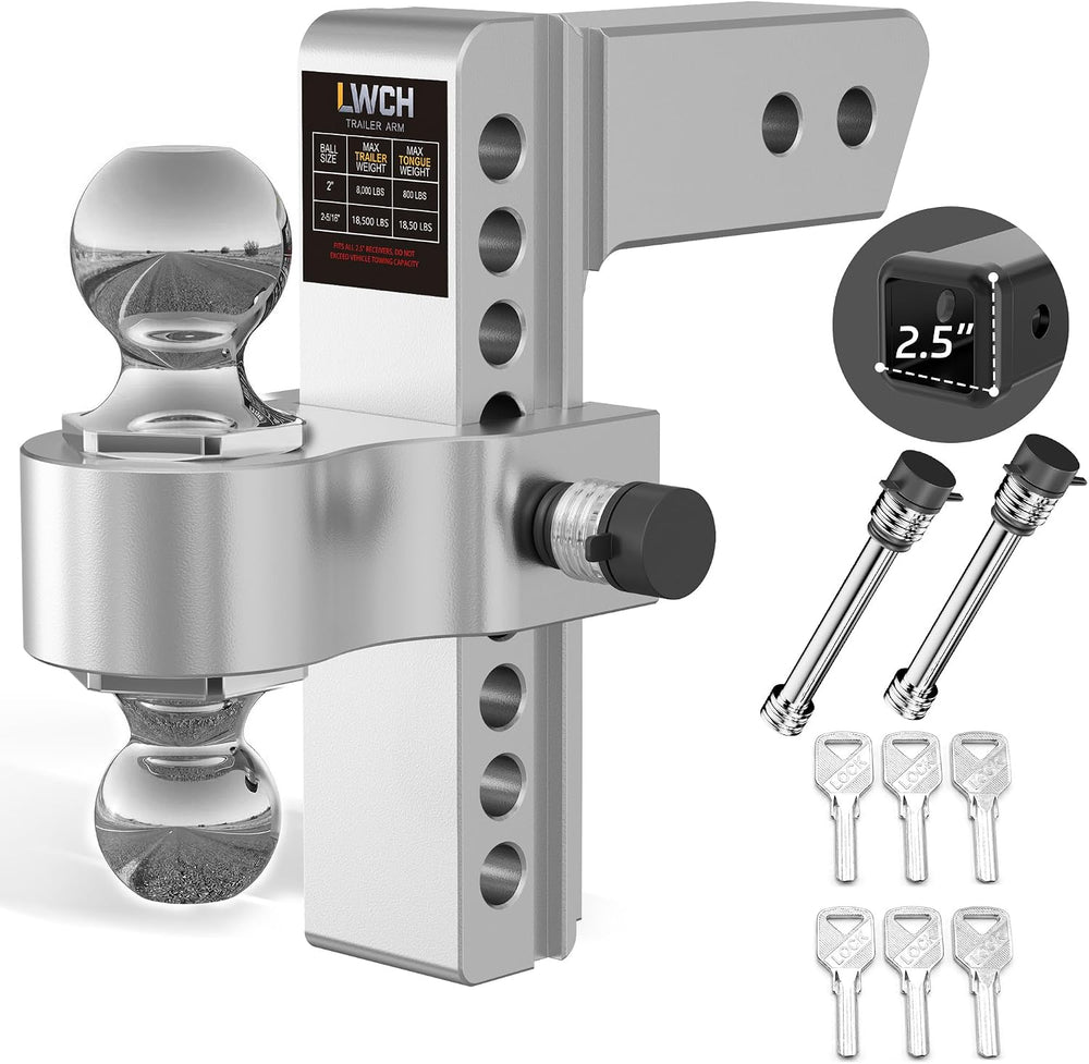Adjustable Trailer Hitch for 2.5 Inch Receiver, 8 Inch Drop/Rise