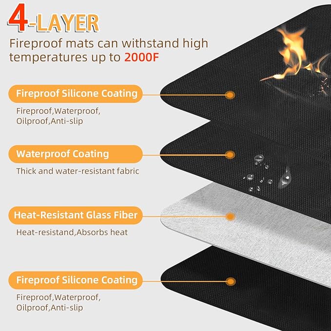 Under Grill Mat for Outdoor Grilling, 60 x 48 inches Double-Sided Fireproof