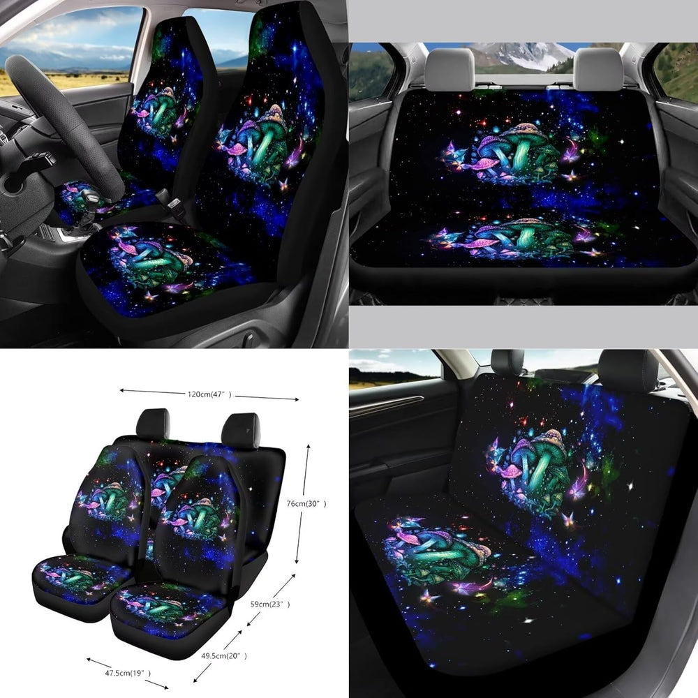 Wanyint Mushroom Galaxy 15 PCS Car Seat Covers Set for Men Women, Soft Seat P...