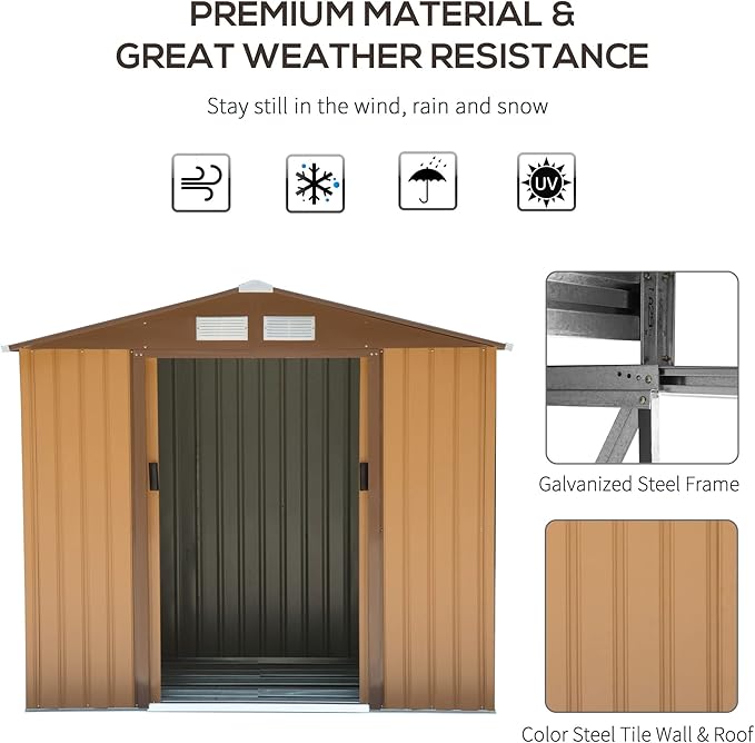 Outsunny 7' x 4' Outdoor Storage Shed, Garden Tool Metal Shed