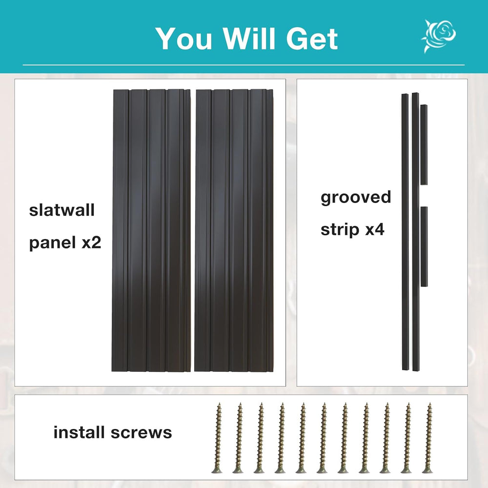 NeatiEase Slatwall Panel Wall Storage Systems, 2 x 4ft Slat Wall Paneling Gar...