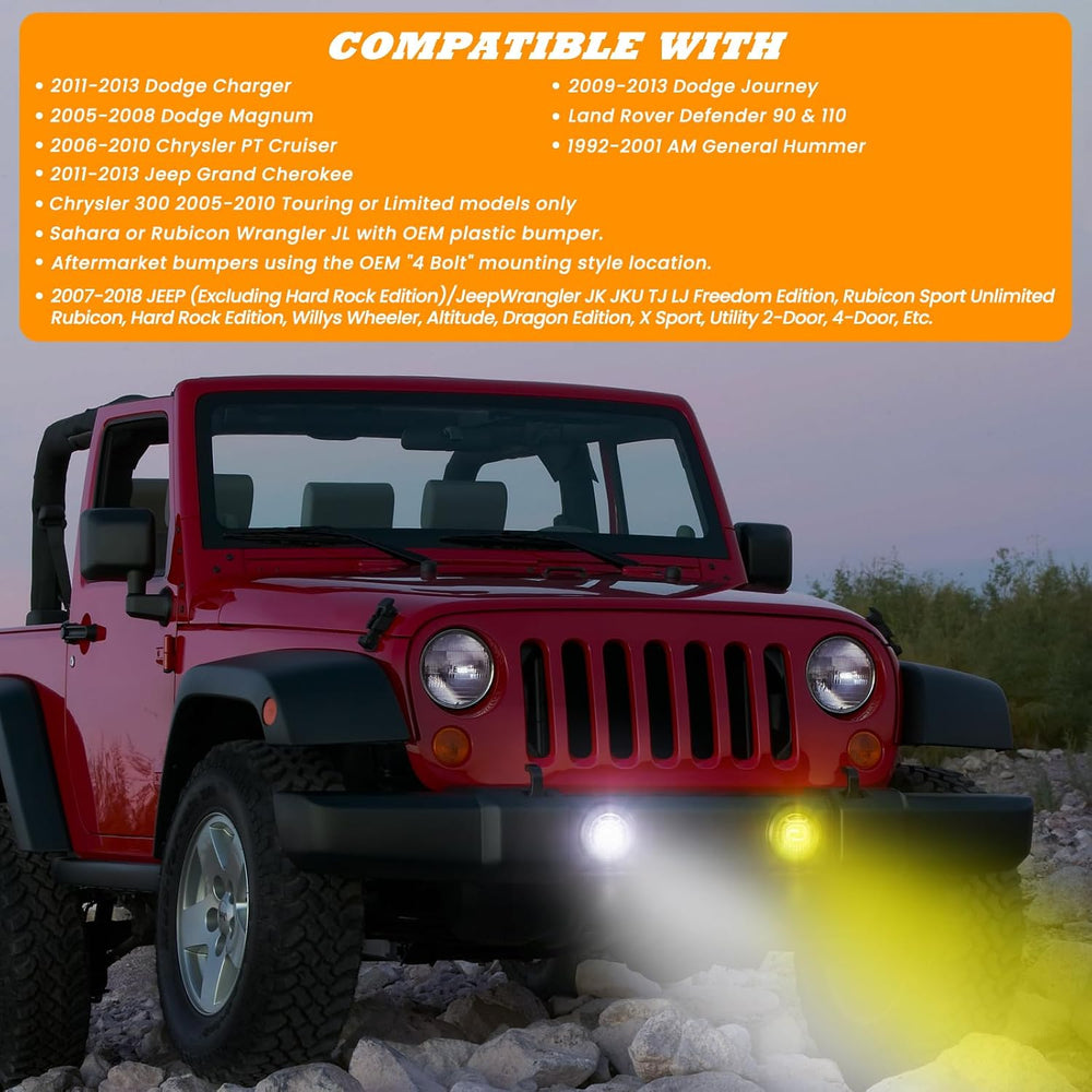 4 Inch Round LED Fog Lights for 2007-2018 Jeep Wrangler JK JKU 2018-2024 Jeep...