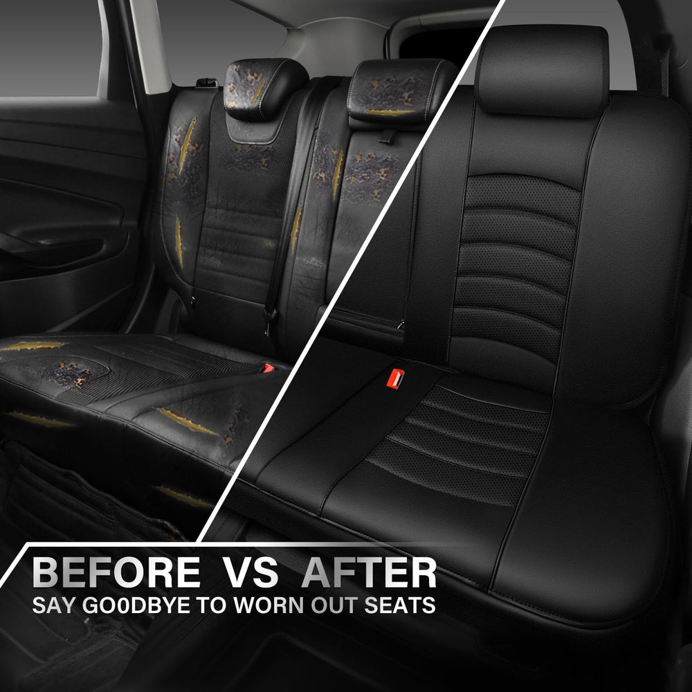 CAR PASS Leather Back Seat Cover, Universal Waterproof Bench Rear Seat Cover ...