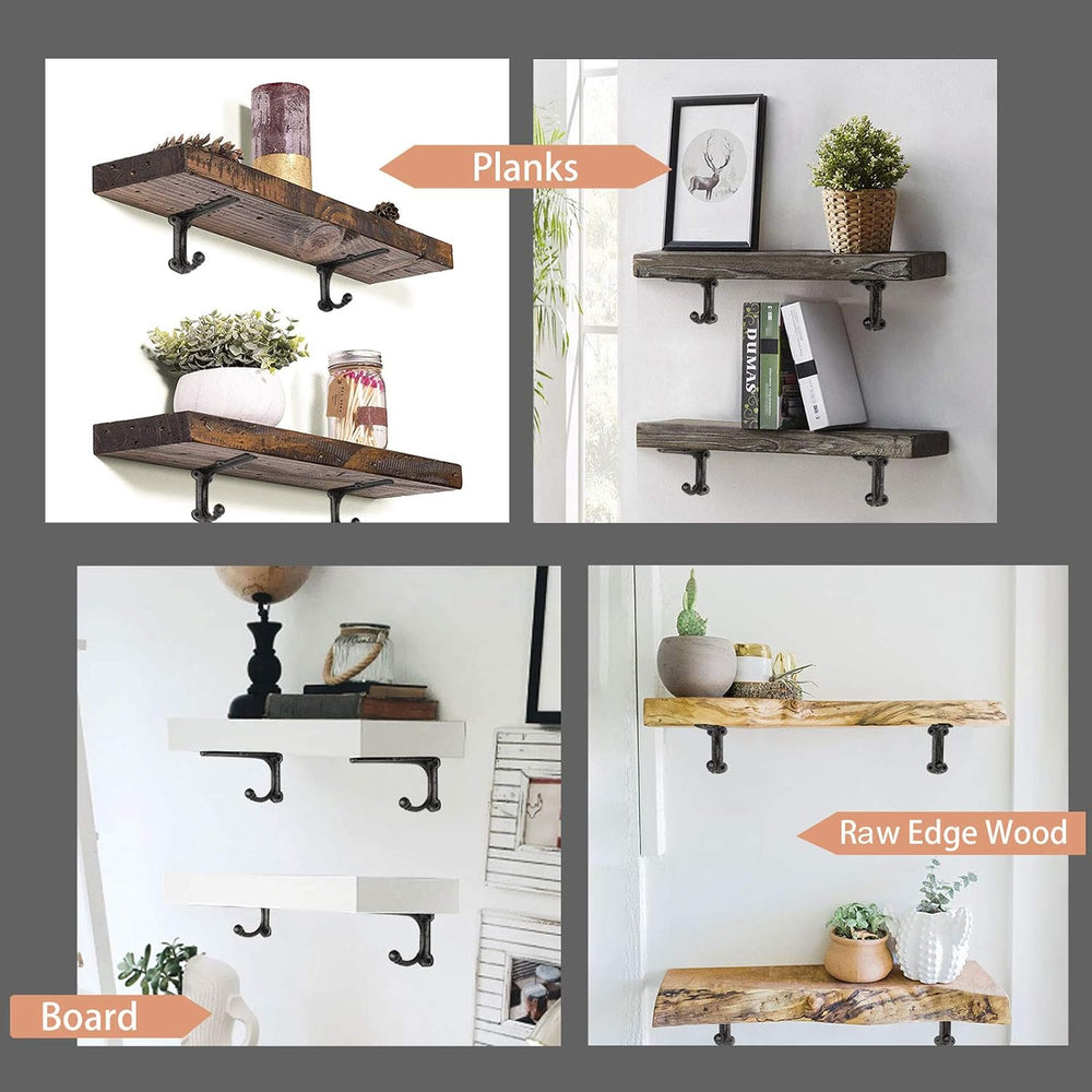 Rustic Floating Shelf Bracket 8 Inch, Cast Iron Shelf Brackets for Wall Shelv...