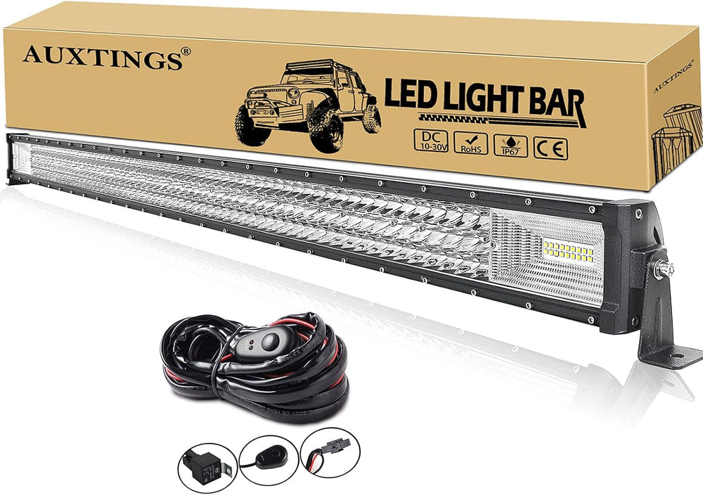 AUXTINGS 50 inch 648W Straight LED Light Bar 7D Lens Spot Flood Combo Beam Tr...