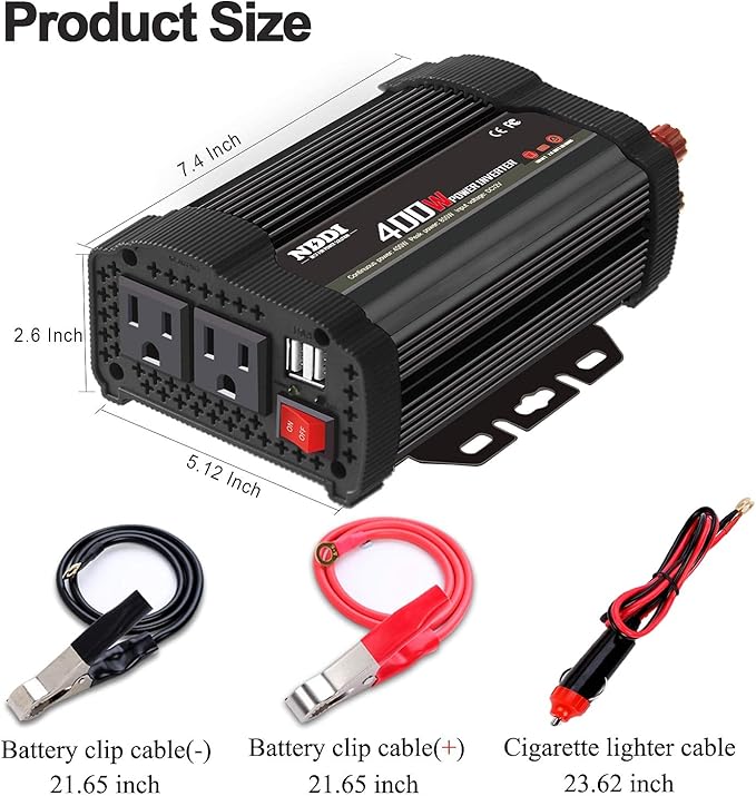 400W Car Power Inverter, DC 12V to 110V AC Converter
