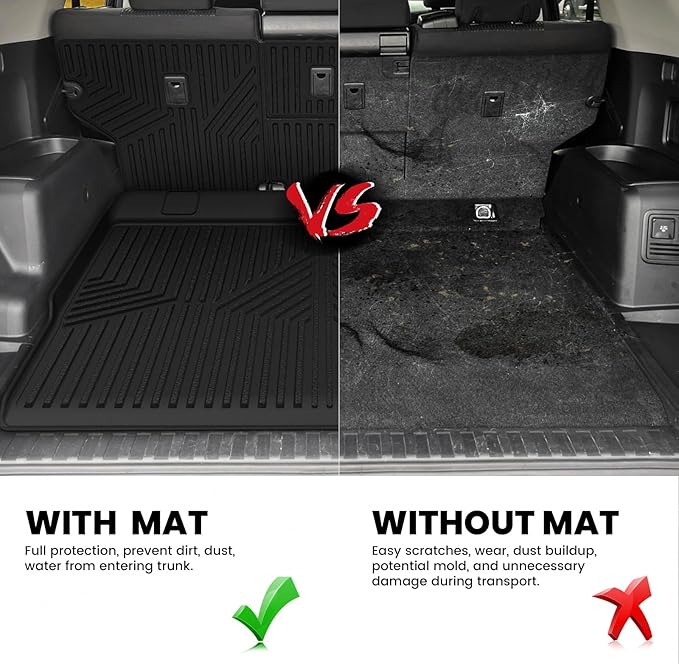 LASFIT Trunk&Seatback Mats for Toyota 4Runner 2013-2024, All Weather TPE ...