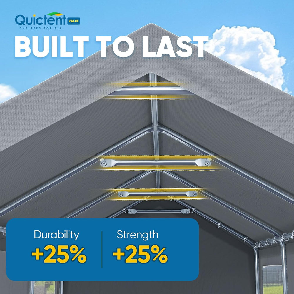 Quictent 10x20 ft Heavy Duty Carport, Reinforced Galvanized Outdoor Garage Ca...