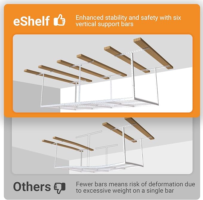 4ftx8ft Overhead Garage Storage Rack, Heavy-Duty Metal Garage Ceiling Storage
