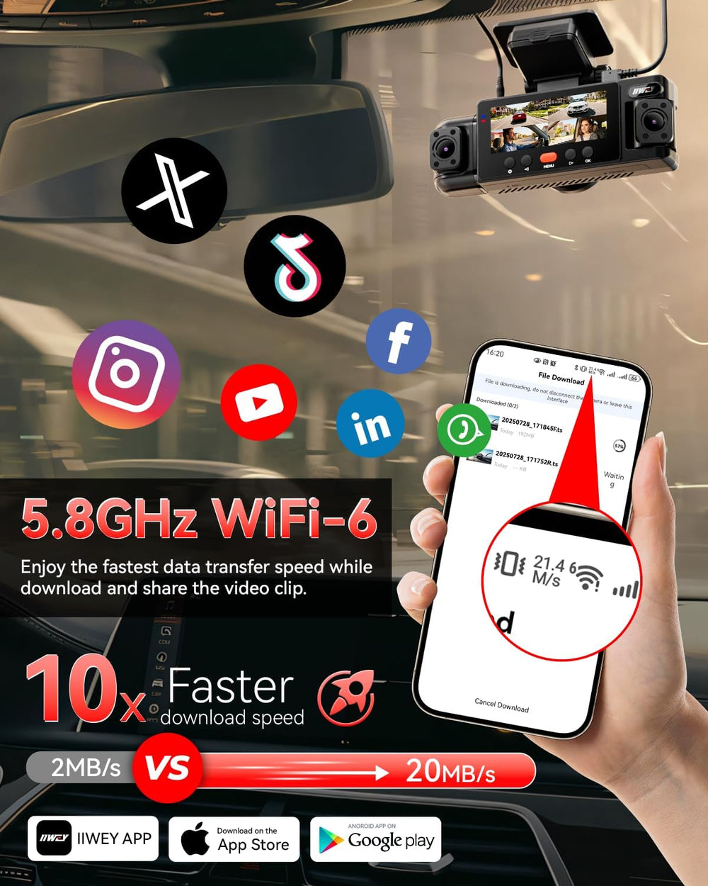 IIWEY N6 360ยฐ Dash Cam 4 Channel, Free 128GB Card, 8 IR Lights Night Vision