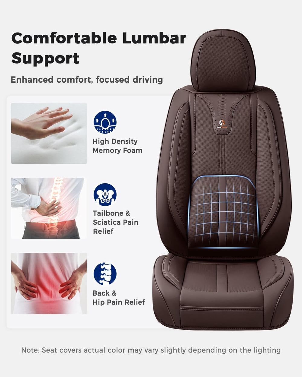 Huidasource Coffee Seat Covers Luxury Nappa Leather, Car Seat Cover with Velc...