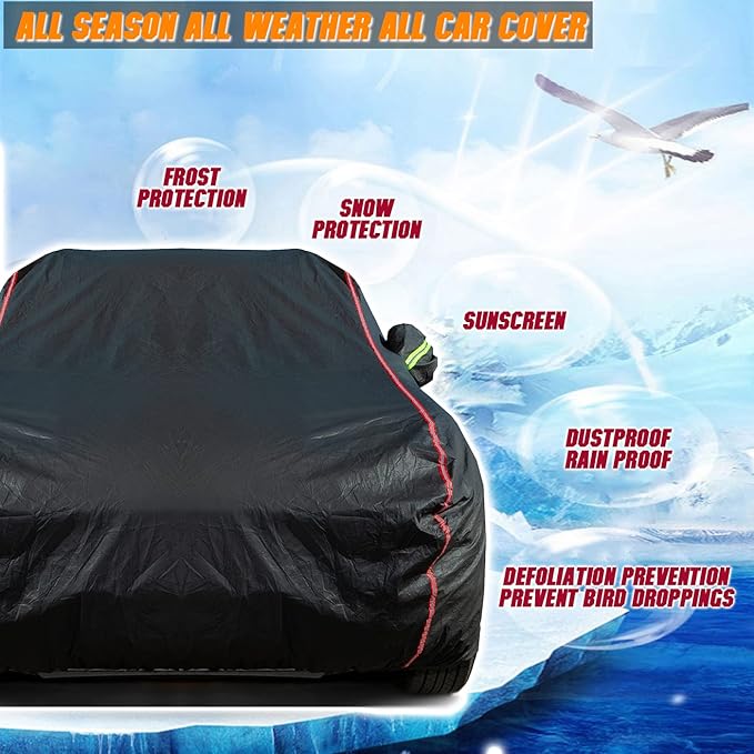 Breathable New Material, Waterproof Car Cover, Locks and Zipper Doors,