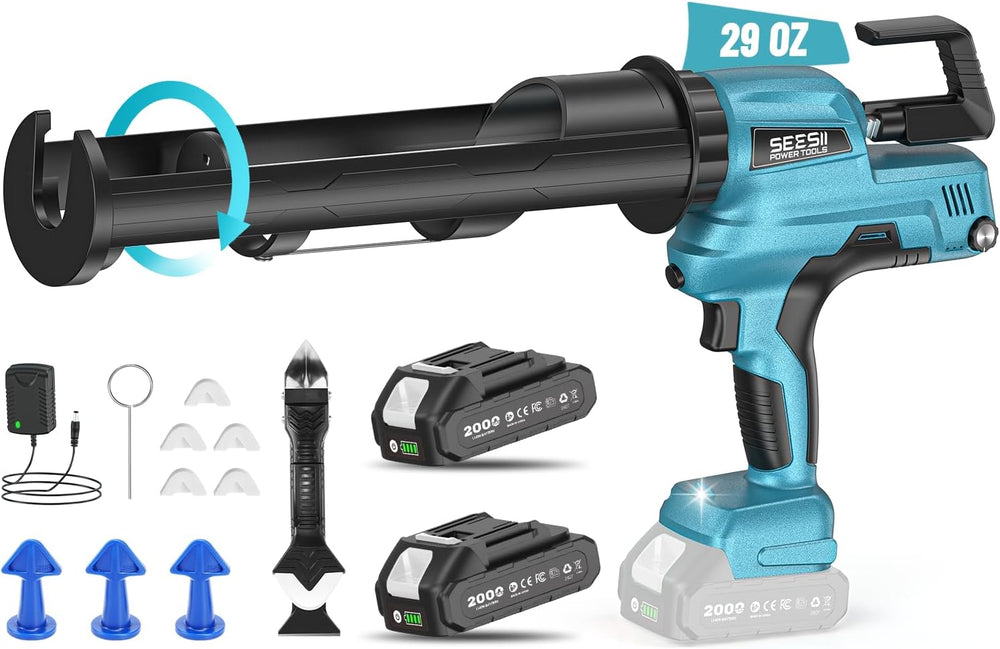 SEESII 29oz Electric Caulking Gun, Cordless Caulk Gun, Variable Speed