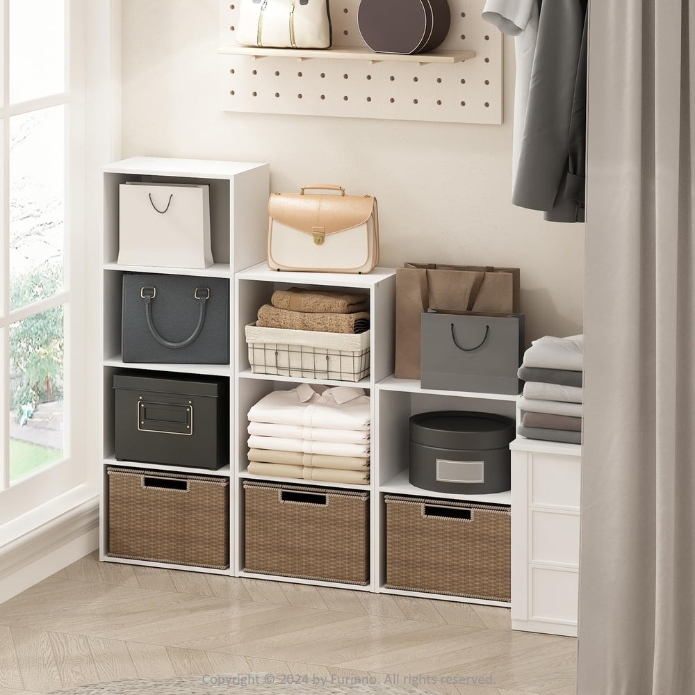 Furinno Reed Closet Organizers and Storage, 3-Tier Closet Organizer, Open She...