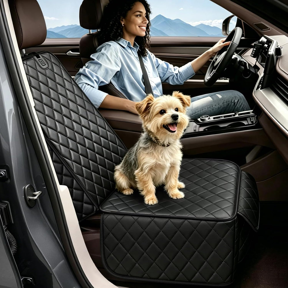 Front Seat Car Cover 2 Pack, PU Leather Dog Car Seat Cover