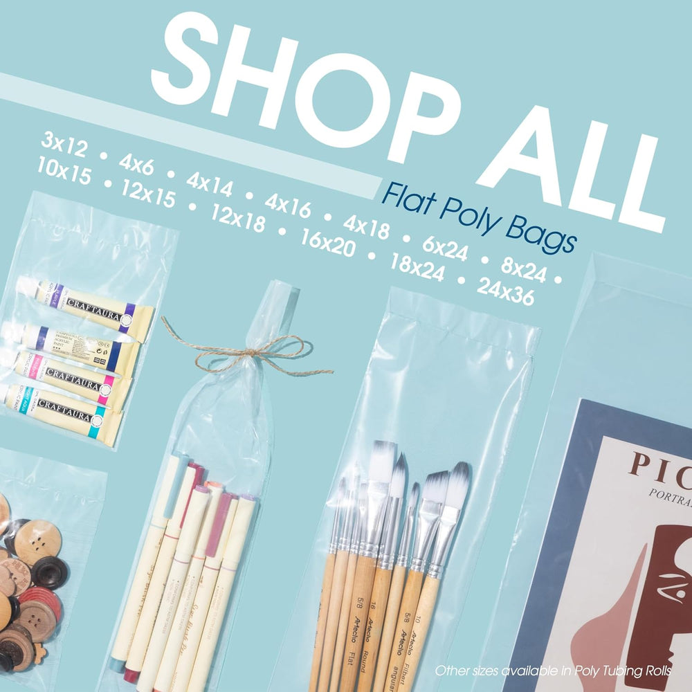 24" X 36" Open-End Flat Poly Bags (100 Count) No Adhesive Strip - 2...